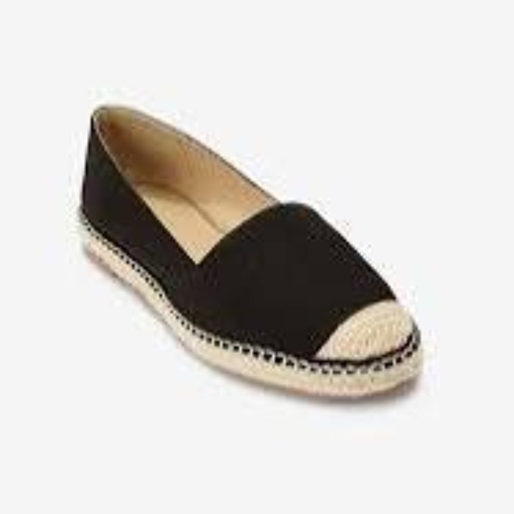 NEW ellos Black Espadrille Flat - 8 W - NWOT